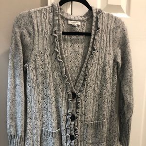 Long gray cardigan sweater